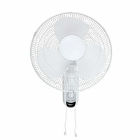 Heller Wall Fan 3 Speed Oscillating Tilt Adjustable Pull Cord White 40cm