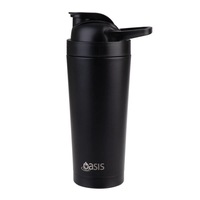 Oasis 700ml Stainless Steel Insulated Protein Shaker Black