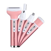 Portable 4in1 Multi-Functional Lady Women Rechargeable Shaver Eyebrow Shaping Nose Ear Hair Removal Device Armpit Razor