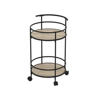 Carlly 2 Tiers Kitchen Rolling Bar Cart In Natural