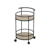 Carlly 2 Tiers Kitchen Rolling Bar Cart In Natural