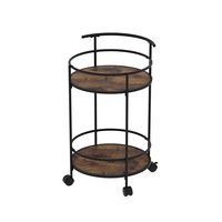 Carlly 2 Tiers Kitchen Rolling Bar Cart In Rustic Oak