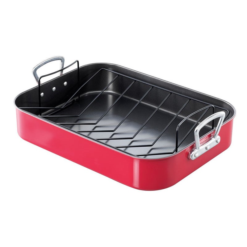 Baccarat Gourmet Carbon Steel Non Stick Roasting Pan 41 x 31 x 7.5cm Red