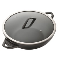 Baccarat iD3 CS Hard Anodised Non Stick Wok with Lid & Never Hot Handles 36cm
