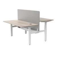 MARLO 2 People Workstation Dual Lift 1.6M - Oak & White
