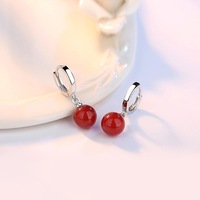 Agate Drop Earrings Red