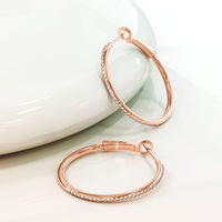 Endless Hoop Earrings Embellished With SWAROVSKI Crystals in Rose Gold - 45mm