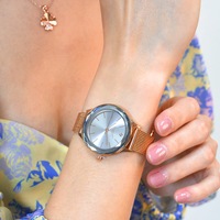 Krystal Couture Geometric Mineral Glass Feat SWAROVSKI Crystal Watch Rose Gold White