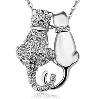 Mr and Mrs Cat Necklace Embellished with SWAROVSKI crystals
