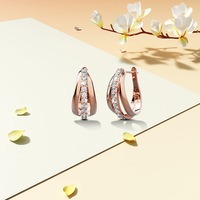 Rose Gold Triple Hoop Earrings Embellished with Crystals from SWAROVSKI