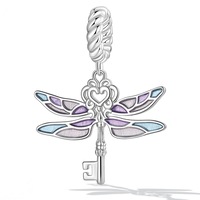 Solid 925 Signature Silver Dragonfly Key Charm
