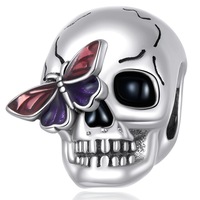 Solid 925 Signature Silver Funky Skull Charm