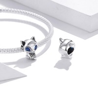 Solid 925 Sterling Silver Blue Eyed Fox Pandora Inspired Charm