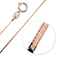 Solid 925 Sterling Silver Box Chain Necklace in Rose Gold Layered