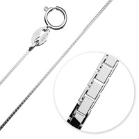 Solid 925 Sterling Silver Box Chain Necklace in White Gold Layered