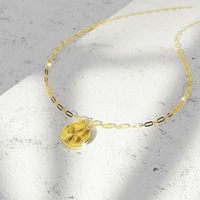 Butterfly Signet Medallion Pendant Chain Necklace in Gold Vermeil