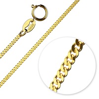 Solid 925 Sterling Silver Curb Chain Chain Necklace in Gold Layered