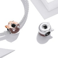 Solid 925 Sterling Silver Cutie Cat Pandora Inspired Charm