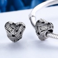 Solid 925 Sterling Silver Gentle Heart CZ Charm