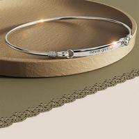 Solid 925 Sterling Silver Never Give Up Bangle
