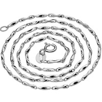 Solid 925 Sterling Silver Wavy Bar Chain 45cm