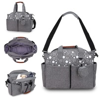 Baby Bag Diaper Bag Maternity Bag Mommy Bag Nappy Bag Tote with Changing Station Multi-Function Baby Bag with Adjustable Shoulder Strap Insulated Pockets,Grey