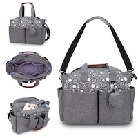Baby Bag Diaper Bag Maternity Bag Mommy Bag Nappy Bag Tote with Changing Station Multi-Function Baby Bag with Adjustable Shoulder Strap Insulated Pockets,Grey