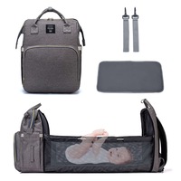Baby Bag Diaper Bag Maternity Bag Mommy Bag Nappy Bag Stroller Bag with Foldable Crib Changing Station,Grey