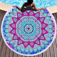 Classic Colored Kaleidoscope on Water Absorbent Sandproof Quick Dry Round Beach Towel Beach Blanket Beach Mat 59 Inches Diameter 40001-7