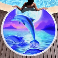 Dolphins on Water Absorbent Sandproof Quick Dry Round Beach Towel Beach Blanket Beach Mat 59 Inches Diameter 40021-7