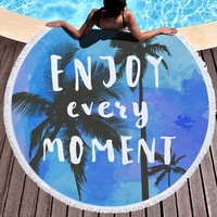 "Enjoy Every Moment" on Water Absorbent Sandproof Quick Dry Round Beach Towel Beach Blanket Beach Mat 59 Inches Diameter 40009-19