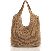 Hand-woven Large Straw Beach Bag Shoulder Bag Boho Straw Beach Bag Handle Tote Retro Summer Beach Bag,Coco