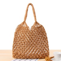 Handmade Straw Beach Bag Travel Beach Fishing Net Handbag Shopping Woven Shoulder Bag for Women,Coco