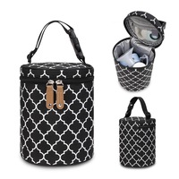 Insulated Baby Bottle Bag Breastmilk Cooler Bag, Reusable Baby Bottle Tote Bag,Black