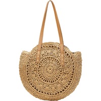 Straw Beach Bag Handbags Women Handwoven Round Corn Straw Beach Bag Bags Natural Chic Hand Large Summer Beach Tote Woven Handle Shoulder Bag,Coco