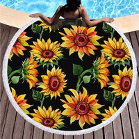 Sunflowers on Water Absorbent Sandproof Quick Dry Round Beach Towel Beach Blanket Beach Mat 59 Inches Diameter 40020-11