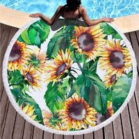 Sunflowers on Water Absorbent Sandproof Quick Dry Round Beach Towel Beach Blanket Beach Mat 59 Inches Diameter 40020-12