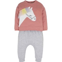 Mamino Baby Girl Sweetie Grey Silver Pant and Pink Sweatshirt Set of 2