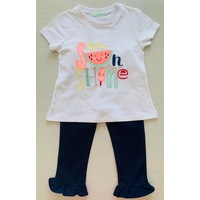 Mamino Girl Klara Blue Ruffle Pant and Tee Shirt Set