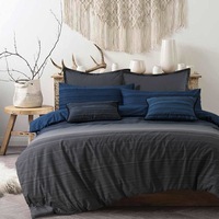 100 % Cotton Doona Cover - Grey Black Stripes