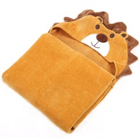 100% cotton 350gsm Baby Lion Design Hooded Towel 70x125cm