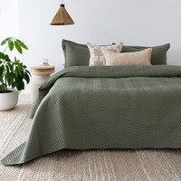 Herringbone Embossed Covelet Set Moss