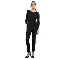 LIZ JORDAN - Womens Winter Tops - Black Basic - Elastane - Vivid - Work Clothes - Long Sleeve - Knit - Elastane - Ruched - Casual Fashion Office Wear