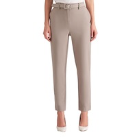 LIZ JORDAN - Womens - Pants / Trousers - Summer - Grey - Silver - Mid Rise - Stretch Elastane - Belt - Casual Fashion - Office Wear - Work Clothes