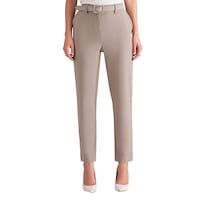 LIZ JORDAN - Womens - Pants / Trousers - Summer - Grey - Silver - Mid Rise - Stretch Elastane - Belt - Casual Fashion - Office Wear - Work Clothes