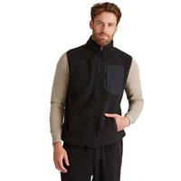 RIVERS - Mens Regular Vest - Black Winter Jacket - Faux Sheepskin - Borg Panel - Gilet - Casual Office Clothing - Warm Comfy Work Wear - Vogue Fashion