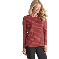 NONI B - Womens Summer Tops - Red Basic - Smart Casual Fashion - Work Clothes - Long Sleeve - Knit - Puff - Abstract - Everyday Style - Office Wear