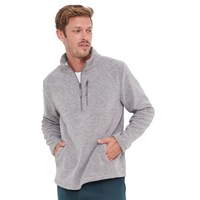 RIVERS - Mens Jumper - Long Winter Sweater - Grey Pullover - 1/4 Zip Fleece - Long Sleeve - Warm Office Fashion Outfit - Casual Clothing - Work Wear