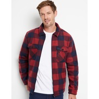 RIVERS - Mens - Jacket - Winter - Red - Shacket / Thick Shirt - Zip Front - Long Sleeve - Warm - Cozy - Casual Fashion - Office Wear - Work Clothes