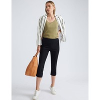 KATIES - Womens Pants - Black All Season Cropped - Elastane - Fashion Trousers - High Waist - Classic - Smart Casual - Work Clothes - Office Wear